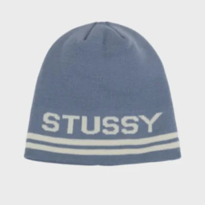 Stussy Jaquard Stripe Skullcap Beanie Faded Blue • Brand New [3232]