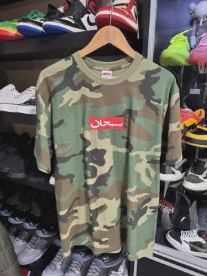 Supreme Arabic Box Logo Tee Woodland Camo size M • Brand New [2633]